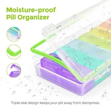 AUVON Weekly Pill Organizer 2 Times a Day, Large 7 Day AM PM Pill Box Organizer, Daily Pill Case with Moisture-Proof & Design Removable Compartments to Hold Vitamins, Fish Oil, Supplements, Medication