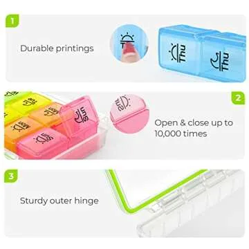 AUVON Weekly Pill Organizer 2 Times a Day, Large 7 Day AM PM Pill Box Organizer, Daily Pill Case with Moisture-Proof & Design Removable Compartments to Hold Vitamins, Fish Oil, Supplements, Medication