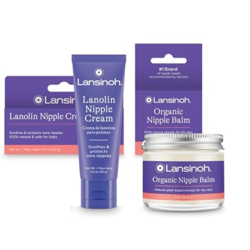 Lansinoh Lanolin Nipple Cream (1.41 Ounces) & Organic Nipple Balm (2 Ounces) for Breastfeeding