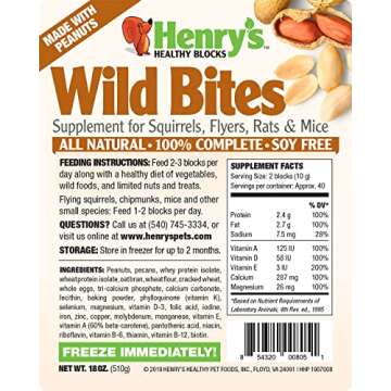 Henry’s Wild Bites – Nutritionally Complete Food for Squirrels, Flying Squirrels, and Chipmunks,...