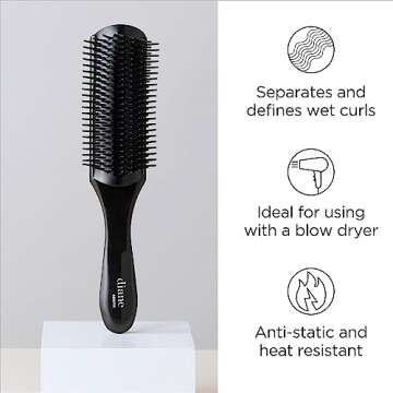 Diane Nylon Pin Styling Hairbrush for Detangling, Separating, Shaping, and Defining Wet or Curly Hai...