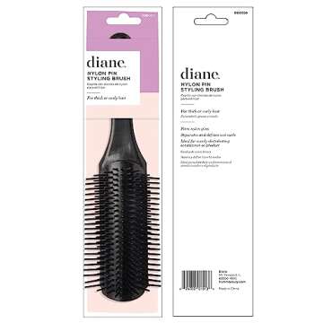 Diane Nylon Pin Styling Hairbrush for Detangling, Separating, Shaping, and Defining Wet or Curly Hair, Heat-Resistant, Anti-Static, Hair Care Essential, Black