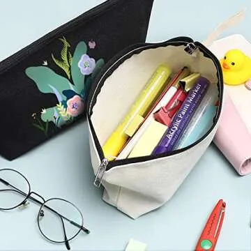 Sinzip 10 Pieces Cotton Canvas Makeup Bag - Multi-Purpose DIY Toiletry Pouch