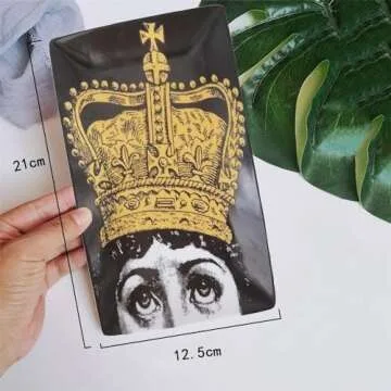 Beccalame Ceramic Jewelry Tray, Ring Trinket Earrings Necklaces Bracelet Key Watch Perfume Dish Decorative Plate, Thanksgiving Christmas Birthday Gifts for Mom Wife Sister Daughter Friend (F6)