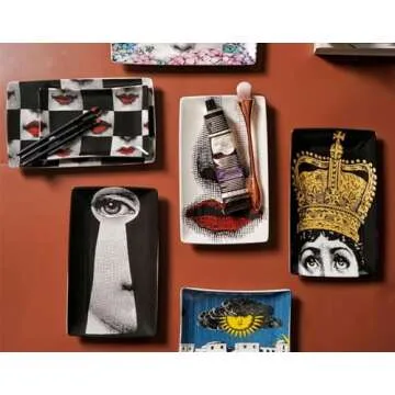 Beccalame Ceramic Jewelry Tray, Ring Trinket Earrings Necklaces Bracelet Key Watch Perfume Dish Decorative Plate, Thanksgiving Christmas Birthday Gifts for Mom Wife Sister Daughter Friend (F6)