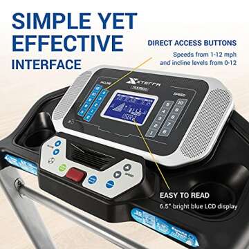 XTERRA Fitness TRX3500 Premium Performance Series Folding Treadmill, Large XTRASoft Cushioned Running Deck, LCD Display, Handlebar Speed and Incline Controls, Variety of Programs, FTMS Bluetooth