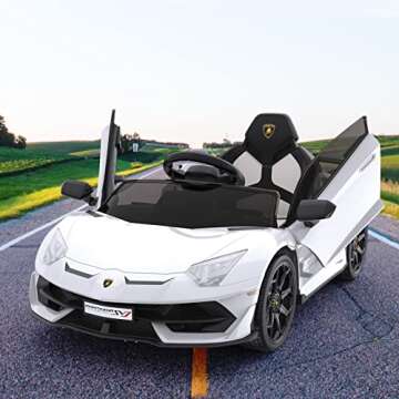 Hetoy Ride on Car for Kids 12V Licensed Lamborghini Electric Vehicles Battery Powered Sports Car wit...