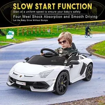 Hetoy Ride on Car for Kids 12V Licensed Lamborghini Electric Vehicles Battery Powered Sports Car with Control, 2 Speeds, Sound System, LED Headlights and Hydraulic Doors