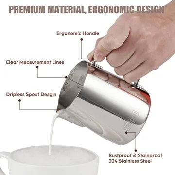 Milk Frothing Pitcher for Perfect Lattes and Mocha