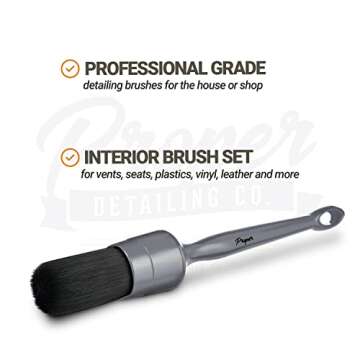 Car Detailing Brush Set - 3 Pack Synthetic Brushes for Interior & Exterior, Wheels, Tires, Engine Ba...