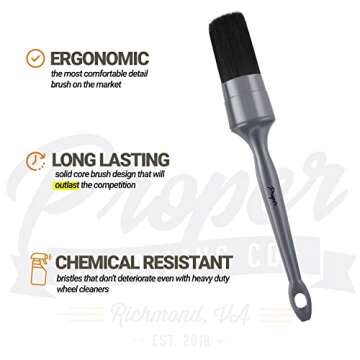 Car Detailing Brush Set - 3 Pack Synthetic Brushes for Interior & Exterior, Wheels, Tires, Engine Bay, Leather Seats