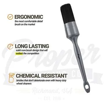 Car Detailing Brush Set - 3 Pack Synthetic Brushes for Interior & Exterior, Wheels, Tires, Engine Bay, Leather Seats