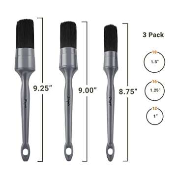 Car Detailing Brush Set - 3 Pack Synthetic Brushes for Interior & Exterior, Wheels, Tires, Engine Bay, Leather Seats