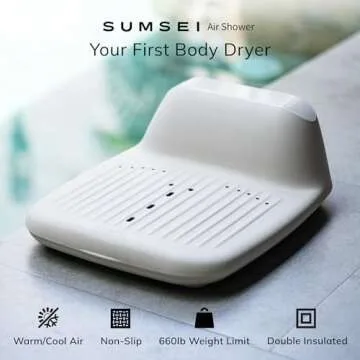 SUMSEI Air Shower | Luxury Spa Y-Zone Body and Feet Dryer | Strong, Gentle Cool/Warm Breeze | Turbo and Auto-Mode | Hygienic and Double Insulation | Eco-Friendly