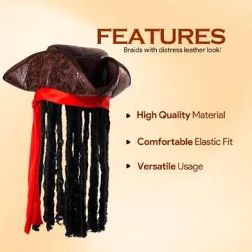 Tigerdoe Pirate Hat with Dreadlocks - 3 Pc Set