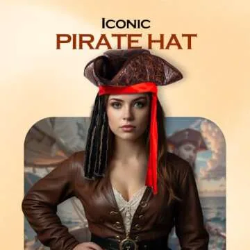 Tigerdoe Pirate Hat with Dreadlocks - 3 Pc Set