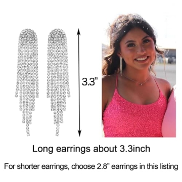 SELOVO Dazzling Crystal Long Dangle Earrings for Women