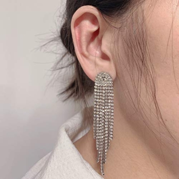 SELOVO Dazzling Crystal Long Dangle Earrings for Women