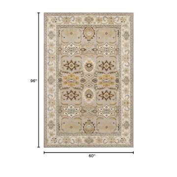 SAFAVIEH Heritage Collection Area Rug - 5' x 8', Light Grey & Grey, Handmade Traditional Oriental Wo...