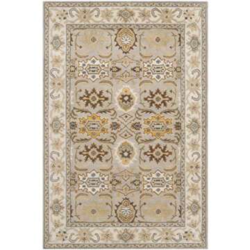 SAFAVIEH Heritage Collection Area Rug - 5' x 8', Light Grey & Grey, Handmade Traditional Oriental Wool, Ideal for High Traffic Areas in Living Room, Bedroom (HG734C)