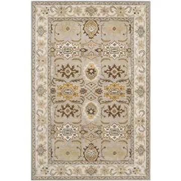 SAFAVIEH Heritage Collection Area Rug - 5' x 8', Light Grey & Grey, Handmade Traditional Oriental Wool, Ideal for High Traffic Areas in Living Room, Bedroom (HG734C)