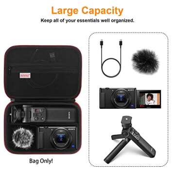 BOVKE Carrying Case for Sony ZV-1 / ZV-1F / ZV-1 II Vlog Digital Camera & Bluetooth Grip Vlogger Acc...