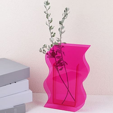 DaizySight Pink Acrylic Flower Vase for Modern Decor