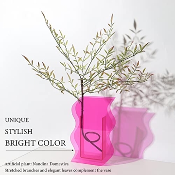 DaizySight Pink Acrylic Flower Vase for Modern Decor