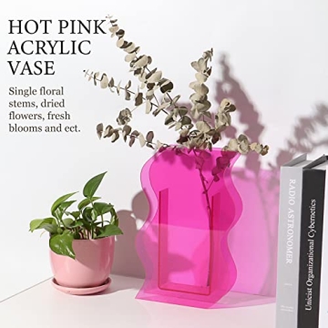DaizySight Pink Acrylic Flower Vase for Modern Decor