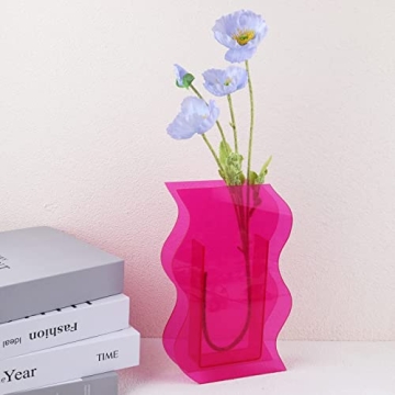 DaizySight Pink Acrylic Flower Vase for Modern Decor