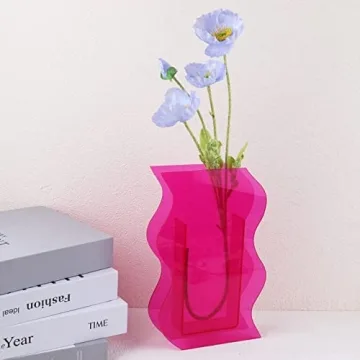 DaizySight Pink Acrylic Flower Vase for Modern Decor