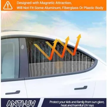 ZATOOTO Car Side Window Shades - Black 2 Pcs Privacy Magnetic Blinds Curtains - Sun Shades Blackout ...