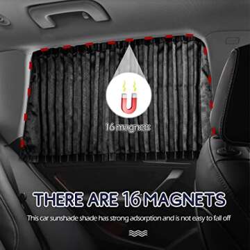 ZATOOTO Car Side Window Shades - Black 2 Pcs Privacy Magnetic Blinds Curtains - Sun Shades Blackout Window Covers for Family Baby Sleeping Camping Accessories