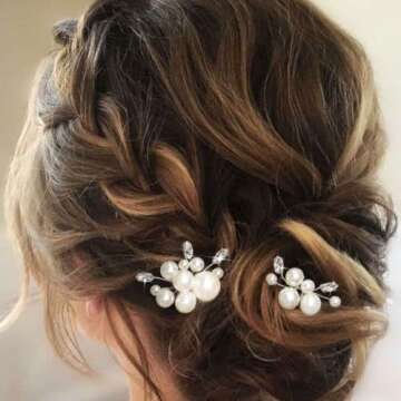 Casdre Pearl Bridal Hair Pins Crystal Bride Hair Piece Wedding Hair Accessories for Women and Girls(...