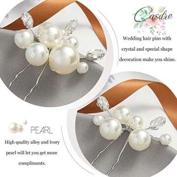 Elegant Casdre Pearl Bridal Hair Pins for Weddings