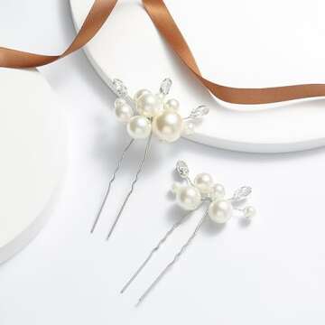 Elegant Casdre Pearl Bridal Hair Pins for Weddings