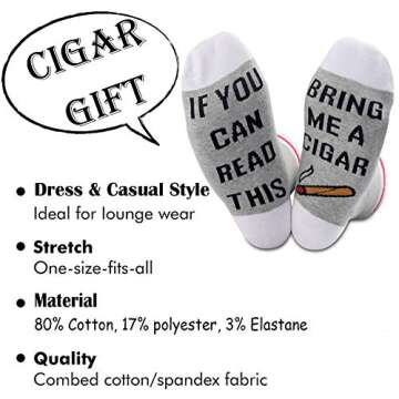 TSOTMO Novelty Socks - Cigar Lover's Gift for Fun and Comfort