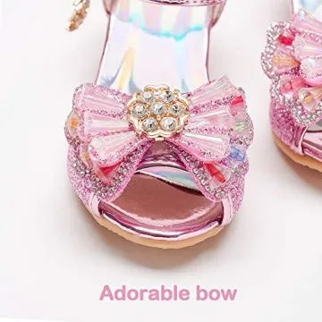 Osinnme Christmas Sandals for Girls High Heel Wedding Princess Size 10 Little Girl Toddler Kids Dress Shoes(02Pink 10)