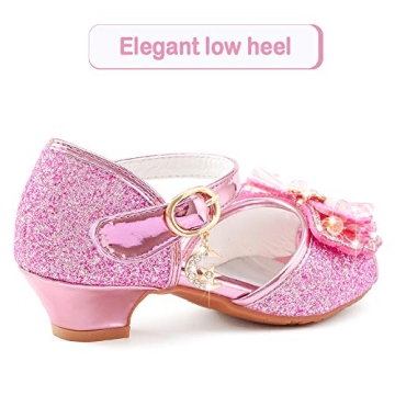 Osinnme Christmas Sandals for Girls High Heel Wedding Princess Size 10 Little Girl Toddler Kids Dress Shoes(02Pink 10)