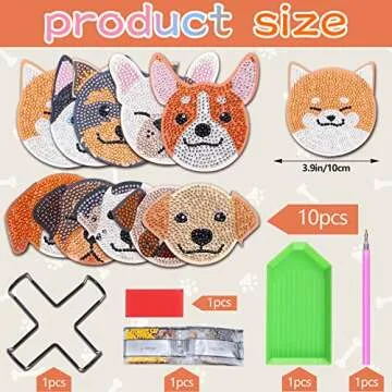 YLOLUL 10 Pcs Dog Shaped Diamond Painting Coasters Kits DIY Pet Dog with Holder for Beginners Adults and Kids Art Craft Supplies Gift