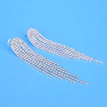 Mlouye Crystal Tassel Earrings for Weddings & Special Events