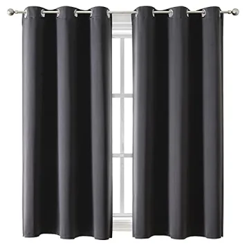 ChrisDowa Grommet Blackout Curtains - Thermal Insulated Room Darkening Panels (Dark Grey, 42 x 63 In...