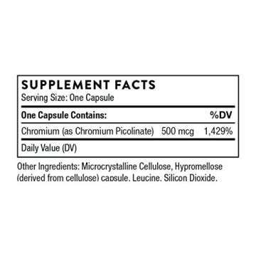 Thorne Chromium Picolinate - 500mcg Chromium - 60 Capsules