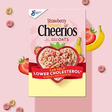 Strawberry Banana Cheerios Heart Healthy Cereal, Gluten Free Cereal With Whole Grain Oats, 19 OZ Family Size