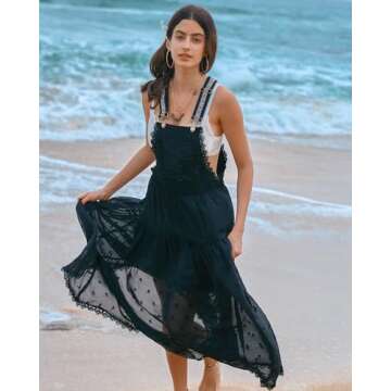 Gacaky Floral Embroidered Summer Maxi Dress for Women