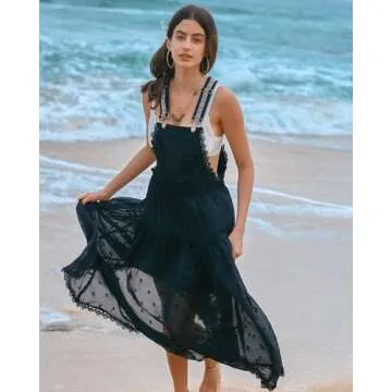 Gacaky Floral Embroidered Summer Maxi Dress for Women