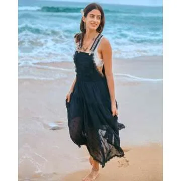 Gacaky Floral Embroidered Summer Maxi Dress for Women