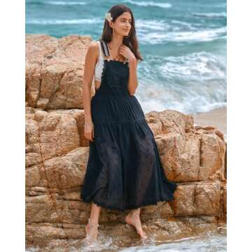 Gacaky Floral Embroidered Summer Maxi Dress for Women