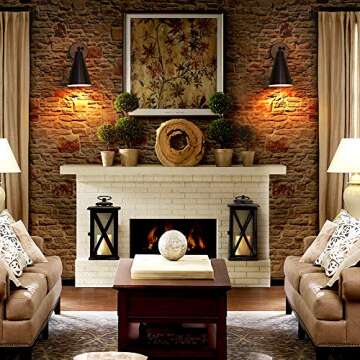 MWZ Rustic Farmhouse Black Metal and Wood Wall Sconce Adjustable Lamp，2 Pack,Rustic Wall Lighting Fixture for Bedroom, Living Room, Headboard, Garage, Porch