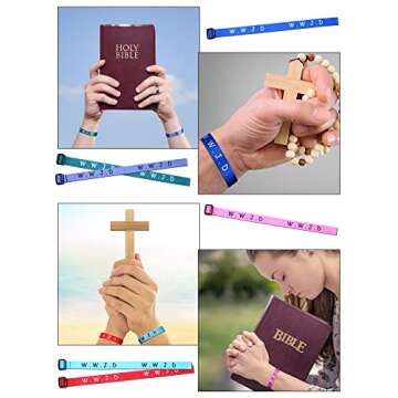 Juinte 100 Pcs WWJD Bracelets What Would Jesus Do Bracelets Webbing Jesus Religious Christian Wristbands 10 Colors Woven Wristbands for Women Men Kids(Vivid Color)